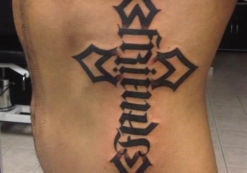 Strength tattoos with Cross Images