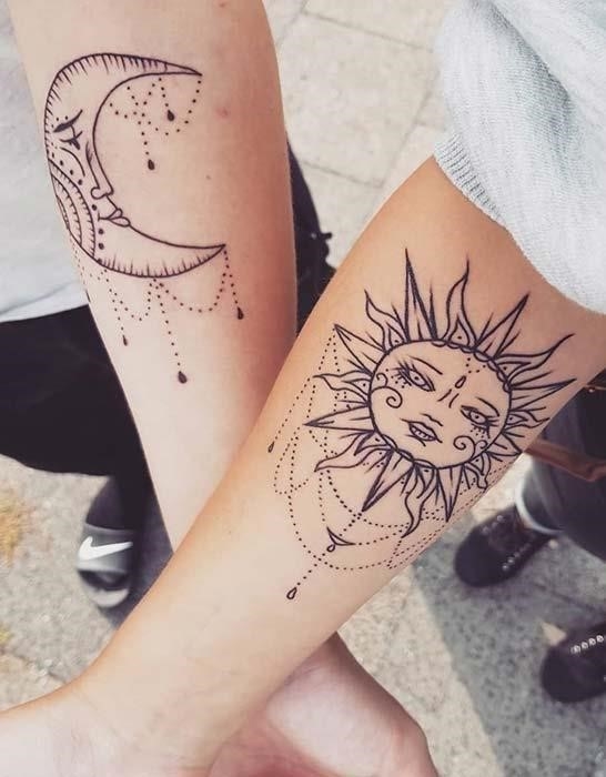 Sun and Moon Sibling Tattoos
