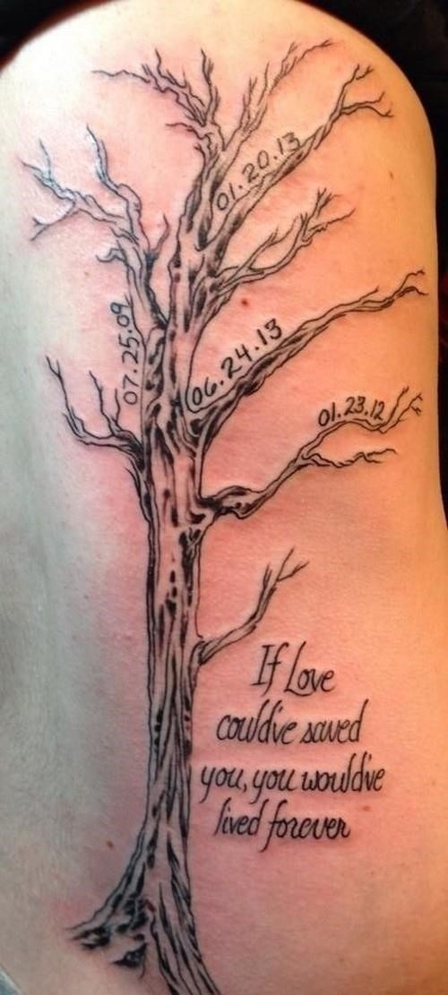 Super Family Tree With Memorial Dates And Quote Remembrance Tattoo