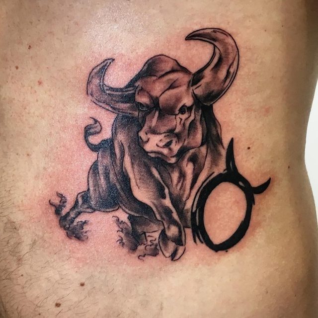 Taurus Symbol With Bull Tattoo