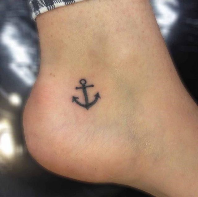 Tiny Anchor Foot Tattoo