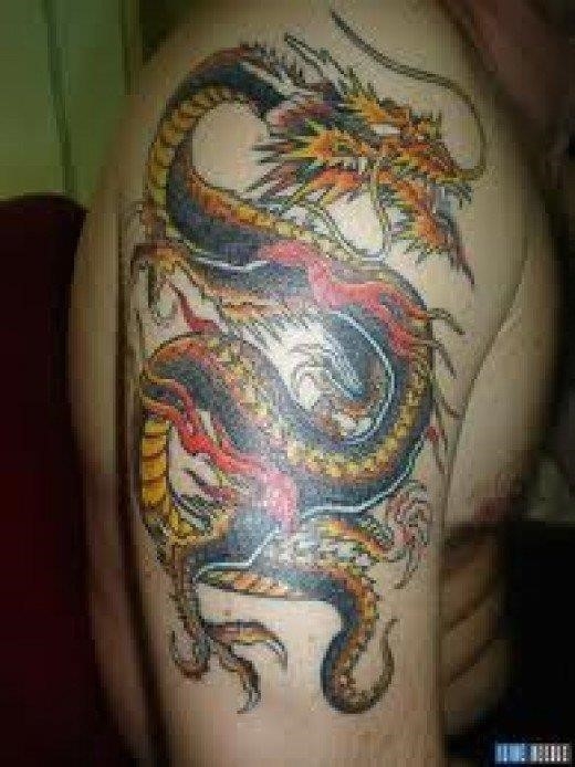 Traditional Chinese Dragon Tattoo On Right Half Sleeve
