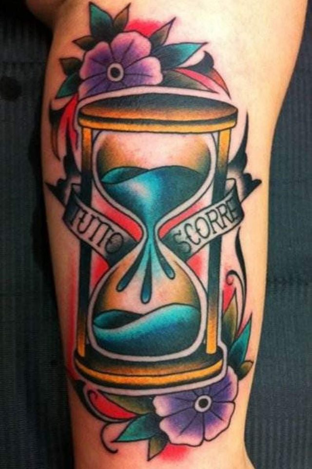 Traditional Hourglass Tattoo On Forearm