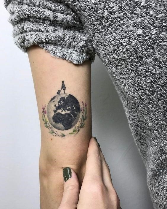 Travellers World Arm Tattoo