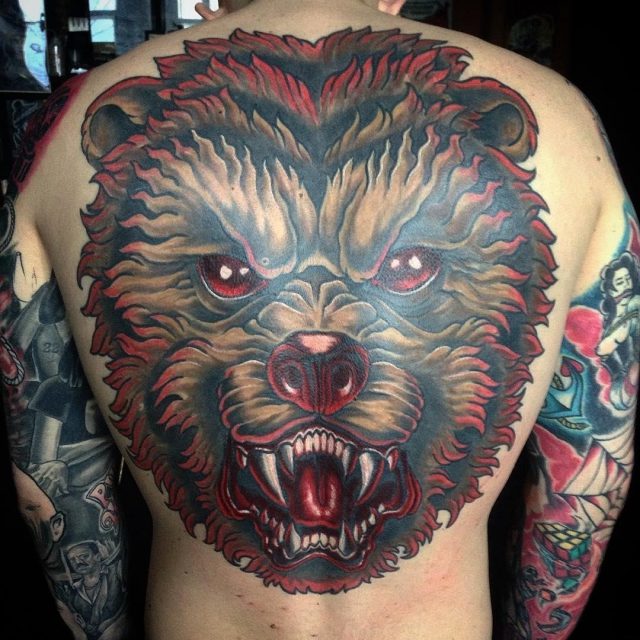 Trendy Bear Tattoo Design For Men