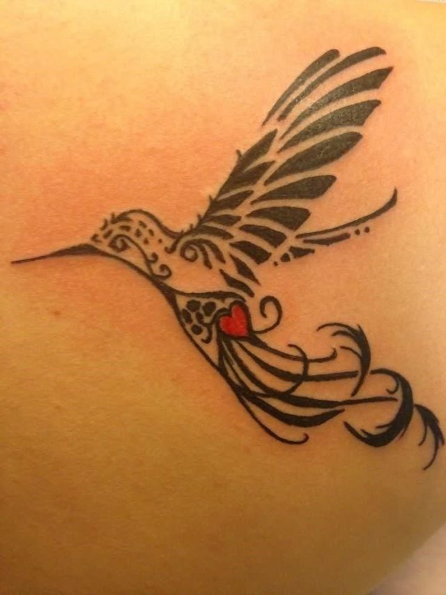 Tribal Hummingbird Tattoo On Back