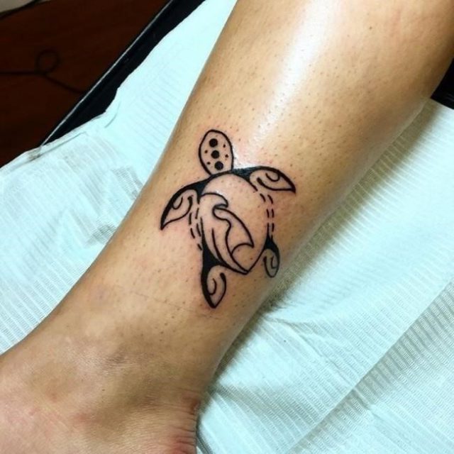 Tribal Turtle Tattoo On Ankle
