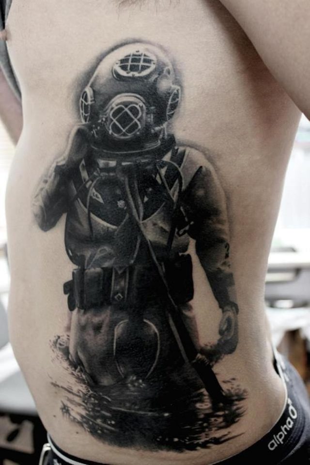 Vintage Diver side tattoo