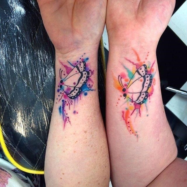 Watercolor Butterflies Semicolon Tattoos On Wrists
