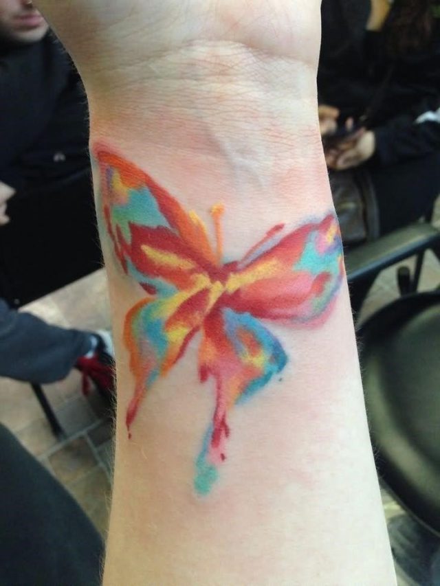 Watercolor Butterfly Tattoo On Wrist