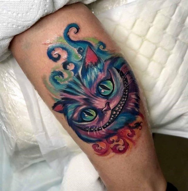 Watercolor Cheshire Cat Tattoo by @lunastattoos 1 728×740