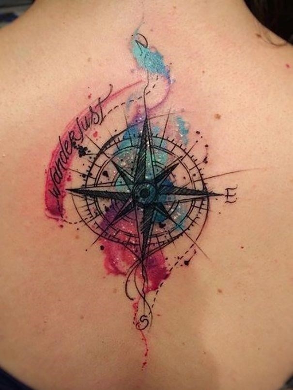 Watercolor Compass Tattoos