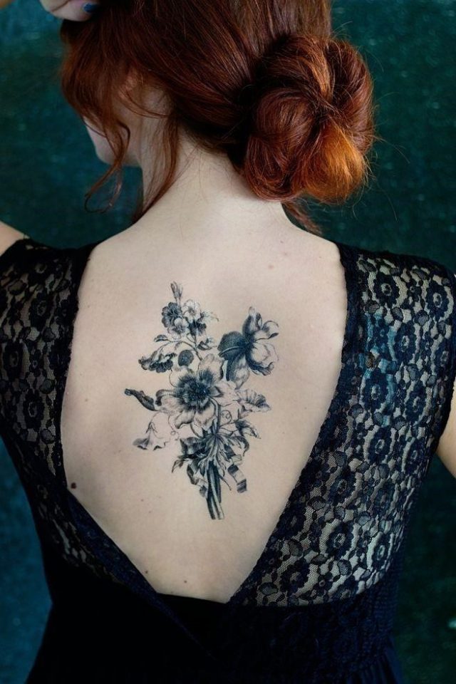 Wildflower Tattoo Black and White