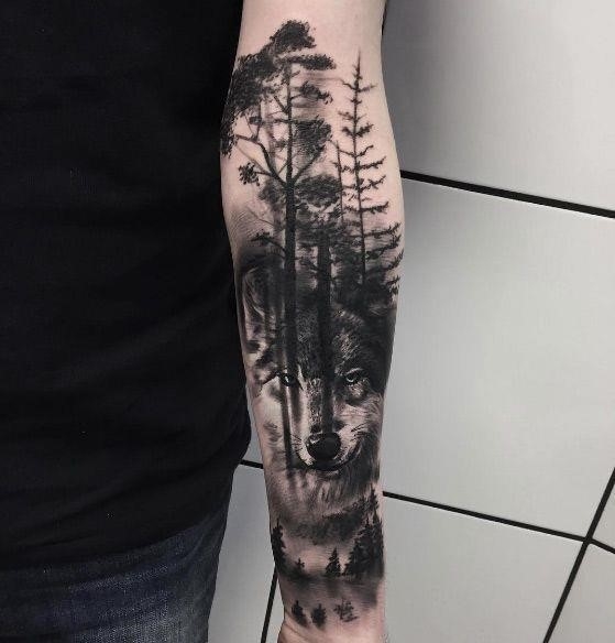Wolf Forest Tattoo