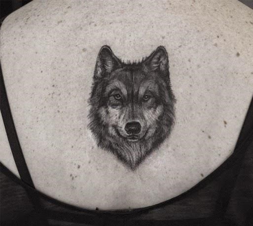 Wolf face Tattoo On Back