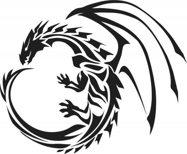 Wonderful Tribal Dragon Flying Tattoo Design