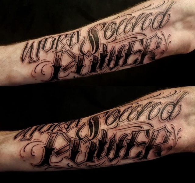 Word Sound Power Word Tattoo On Forearm