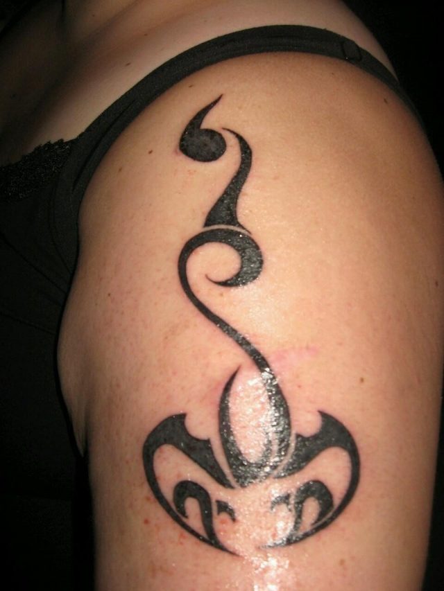 Zodiac Scorpio Left Shoulder Tattoo For Woman