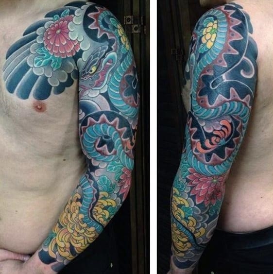 Aesthetic japanese sleeve tattoo for men
