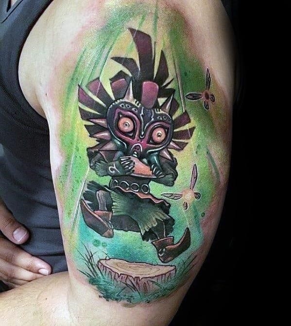 Amazing arm mens the legend of zelda majoras mask tattoo designs
