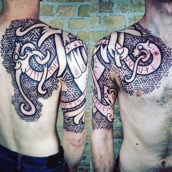 Amazing mens back and arms viking tattoos