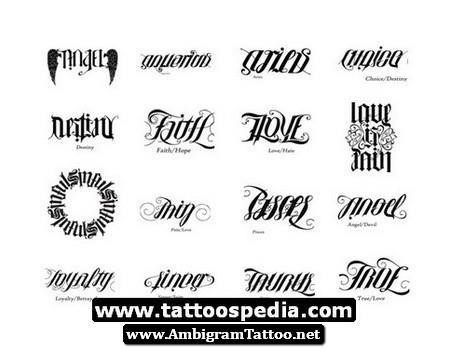 Ambigram words tattoo designs for men