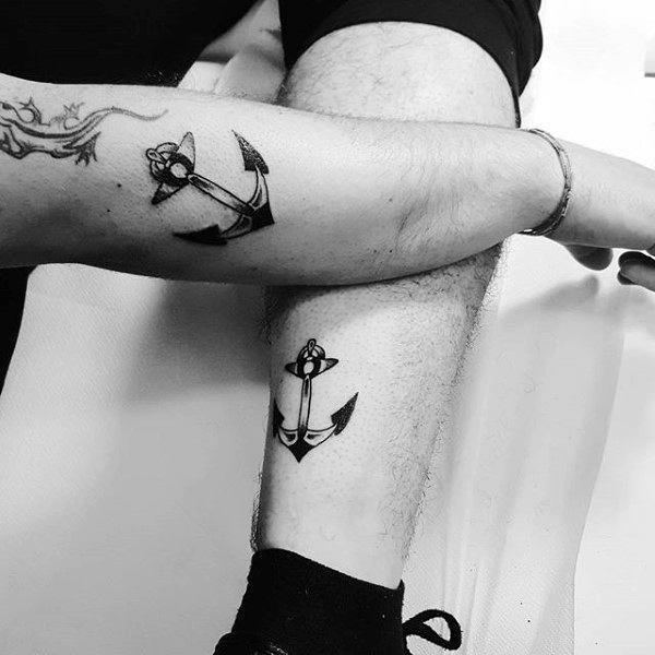 Anchor brother matching tattoo designs for males