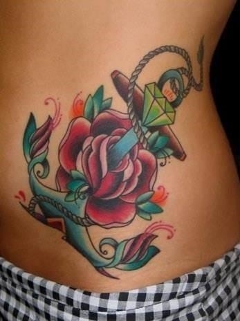 Anchor hip tattoos for women