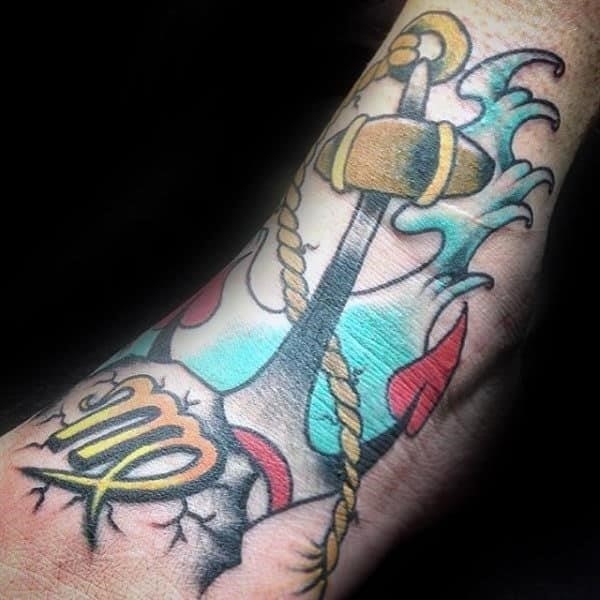 Anchor virgo mens foot tattoos