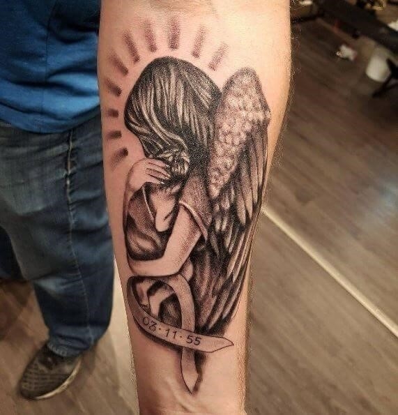 77 Perfect Guardian Angel Tattoos On Arm