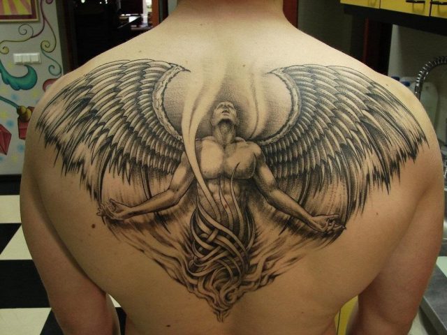 Angel wing tattoo