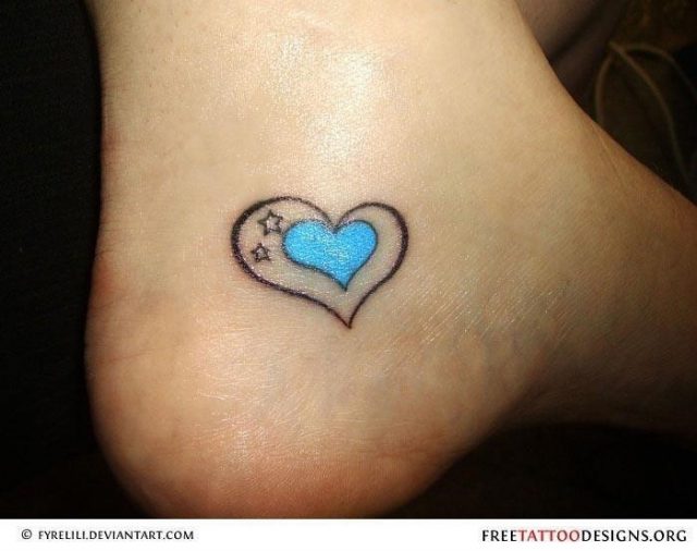 Ankle heart tattoo