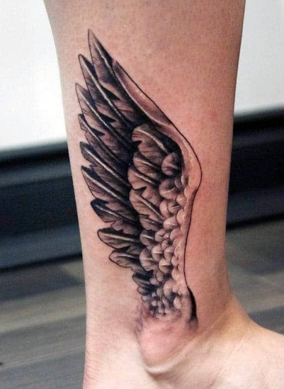 Ankle with wing guys hermes tattoo design ideas 1