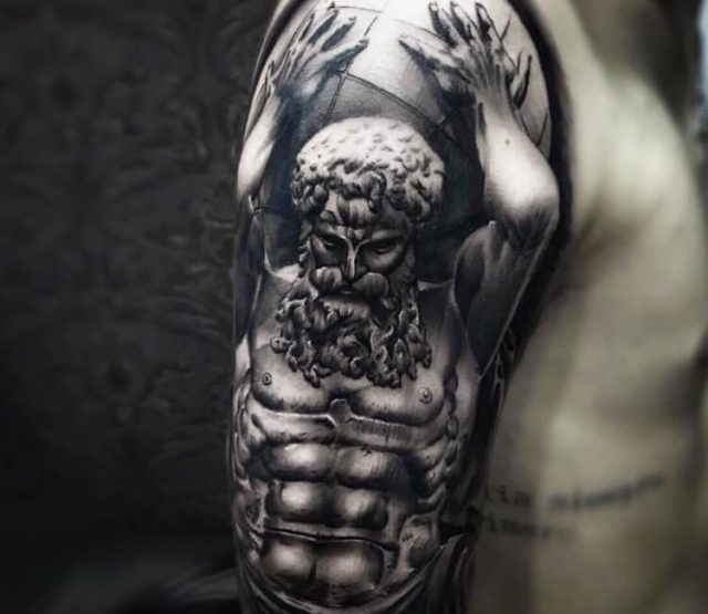 Artist  honart  atlas greek mythology tattoo 19124182034