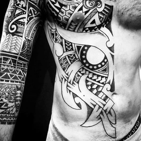 Astounding black norse tattoo mens sleeves and torso