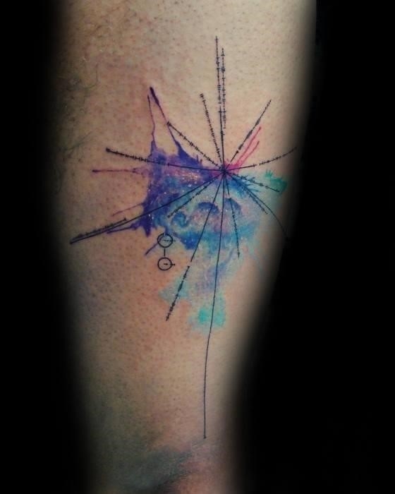 Atercolor forearm pulsar map male tattoo ideas
