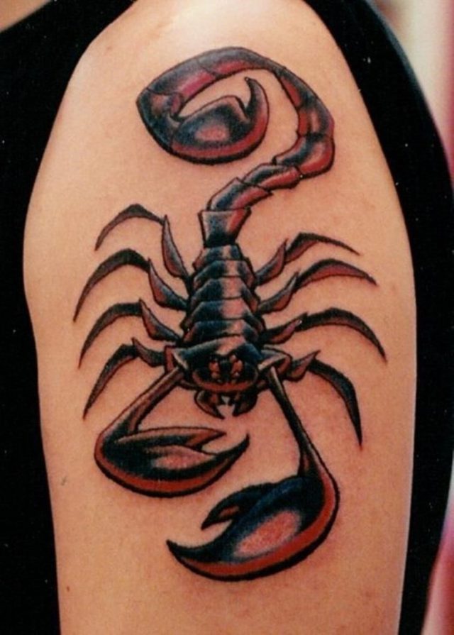 Attractive left shoulder scorpio tattoo