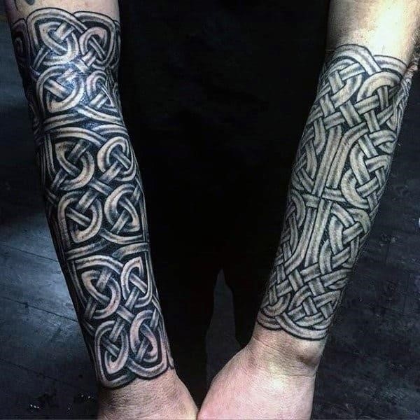 Awesome celtic knot forearm sleeves tattoos for guys