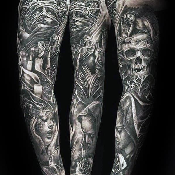 Awesome masculine male full sleeve tattoo inspiration