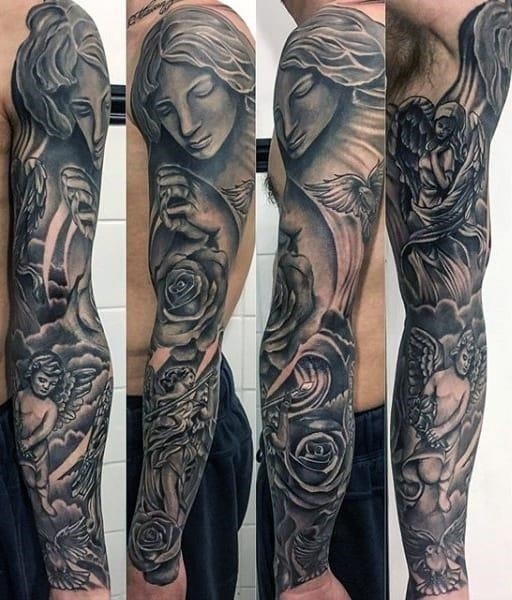 Awesome religious tattoo male sleeves
