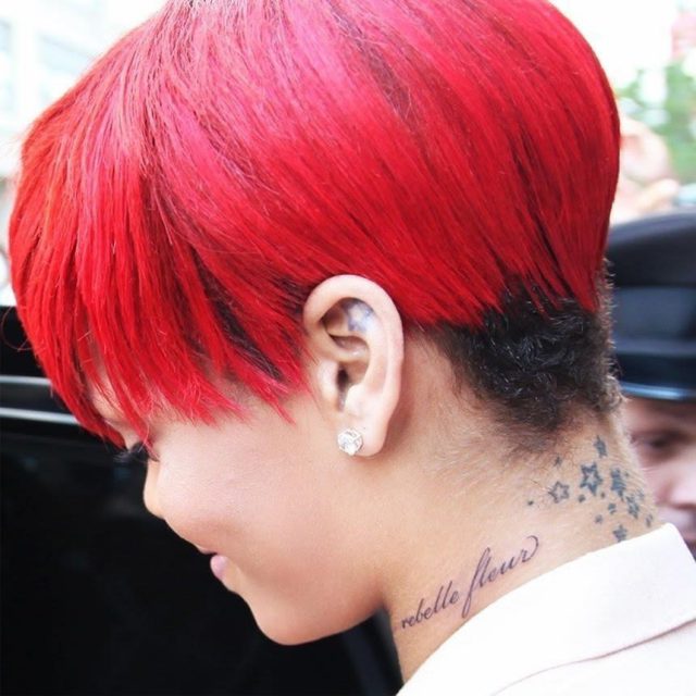 Awful rihanna stars neck tattoo