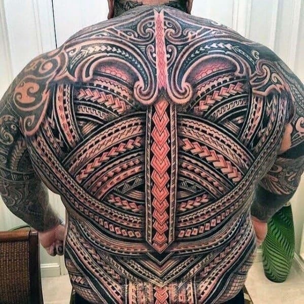 Badass mens polynesian tribal 3d back tattoos