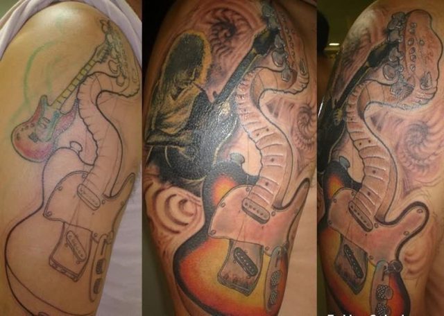 Band guitar tattoos