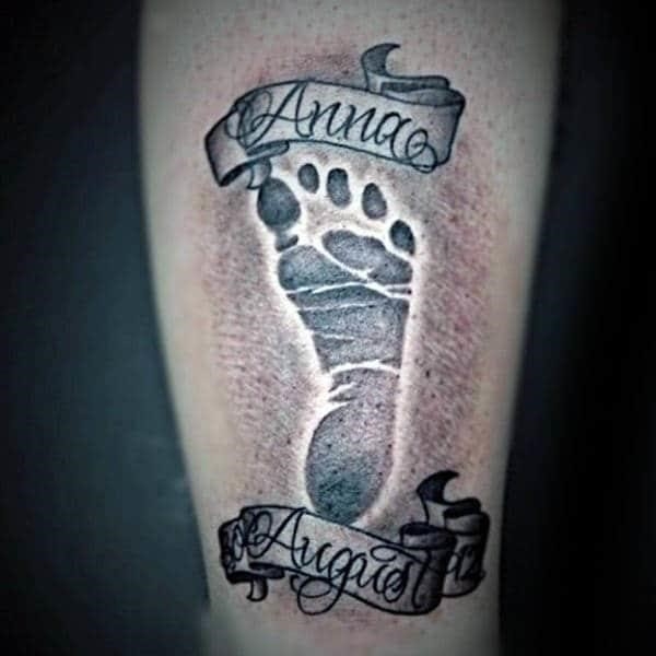 Banner footprint male arm tattoos