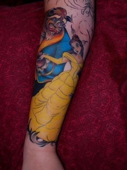 Beauty beast arm tattoo