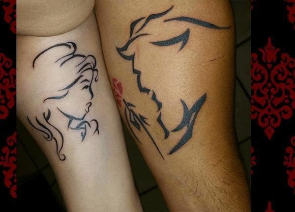 Beauty beast couple tattoo