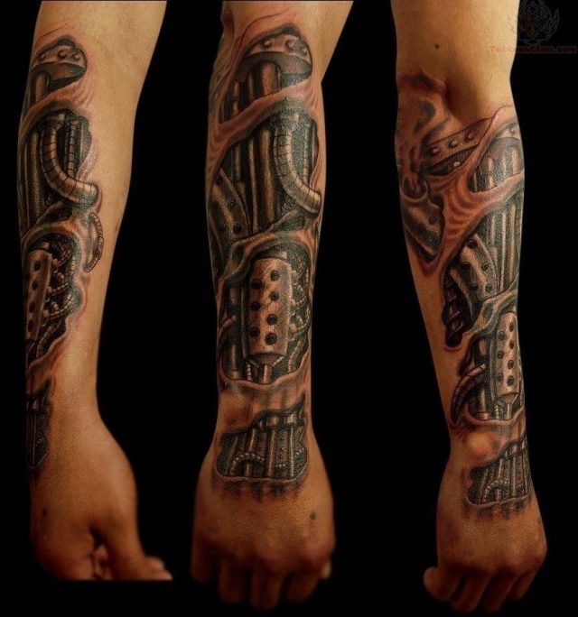 Bio mechanical tattoo for arm