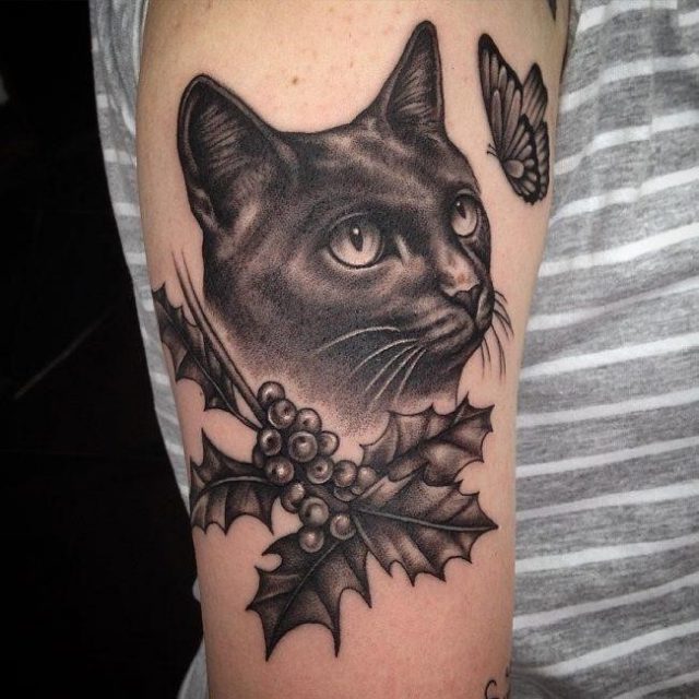 Black cat tattoo21 650×650