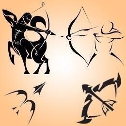 Black ink sagittarius tattoos designs