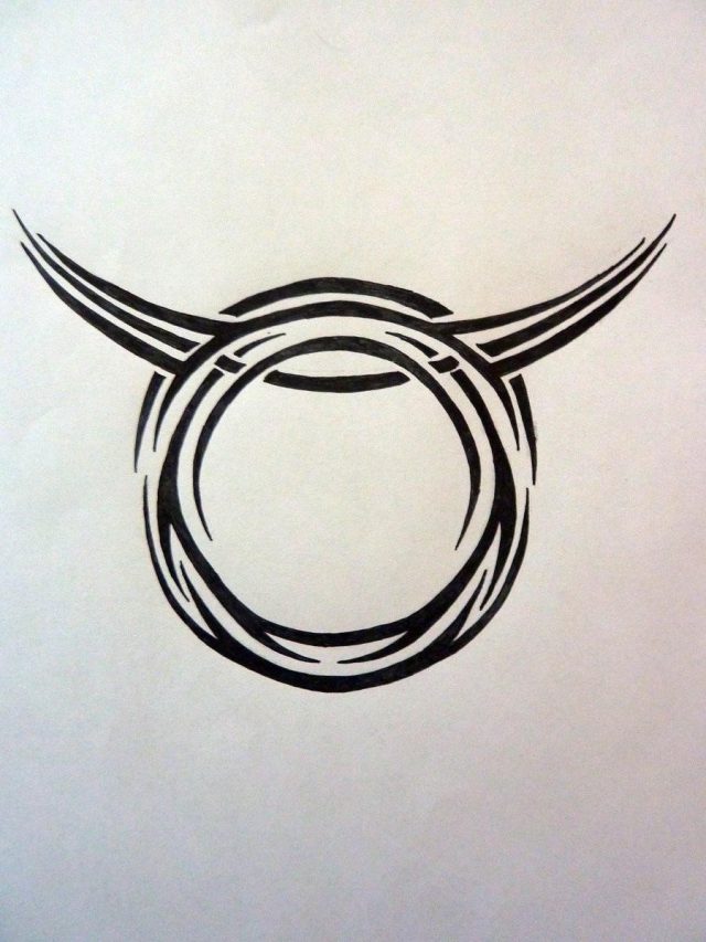 Black tribal taurus tattoo design